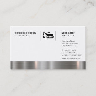 Construction Worker Metallic Trim Business Card