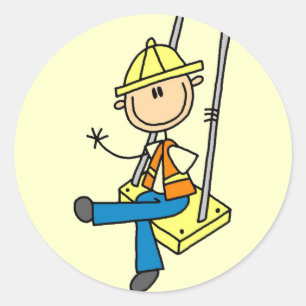 Construction Worker on High Rise Tshirts and Gifts Classic Round Sticker