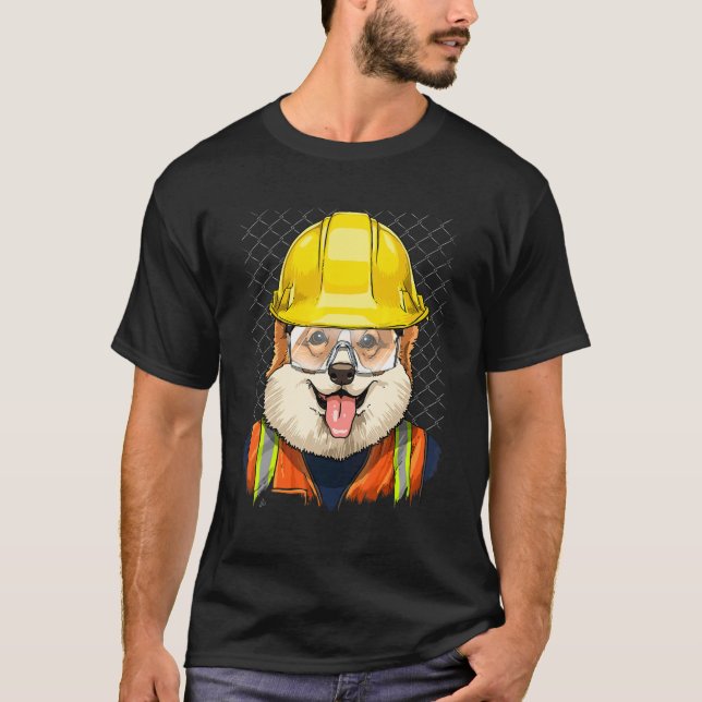 Construction Worker Pembroke Welsh Corgi Laborer D T-Shirt (Front)