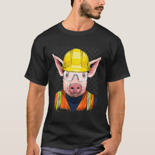 Construction Worker Pig Laborer Piggy Farm Animal  T-Shirt