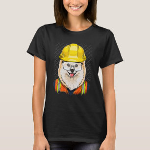 Construction Worker Pomeranian Laborer Animal Pet  T-Shirt
