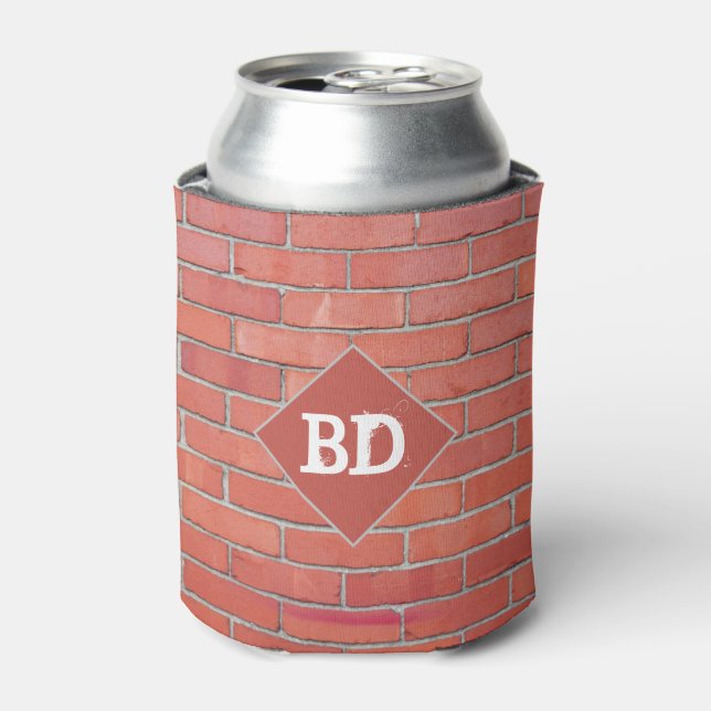 Construction Worker Red Brick Wall Bricklayer Can Cooler (Can Front)