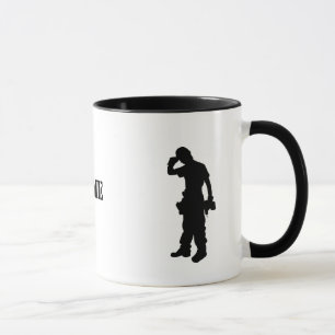 Construction Worker Silhouettes Name Mug