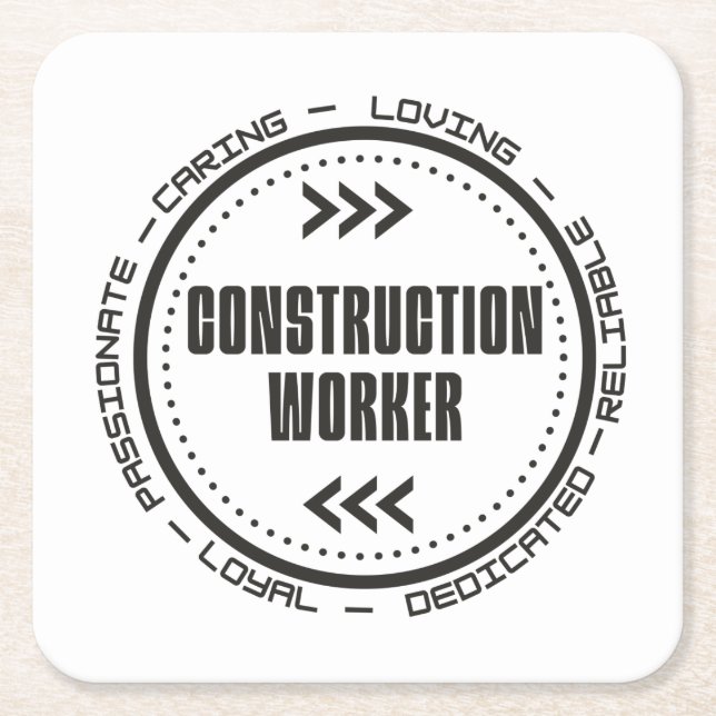 Construction Worker Square Paper Coaster (Front)