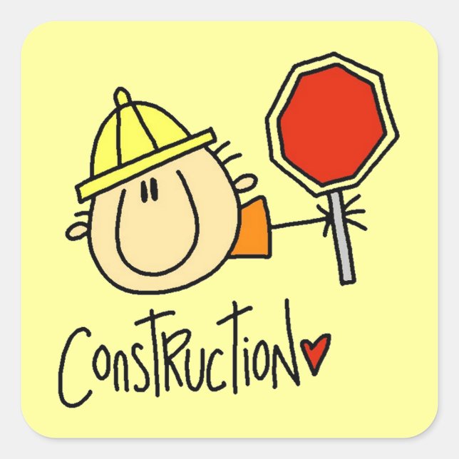 Construction Worker Square Sticker (Front)