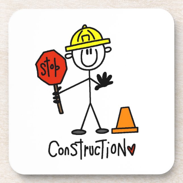 Construction Worker Stick Figure Coaster (Front)