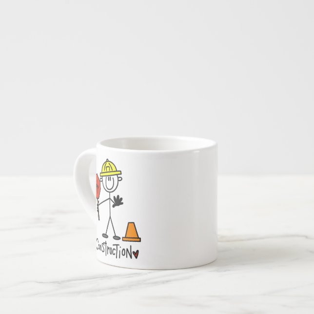 Construction Worker Stick Figure Espresso Cup (Front Left)