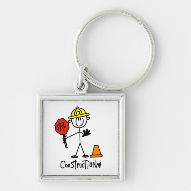 Construction Worker Stick Figure Key Ring (Front)