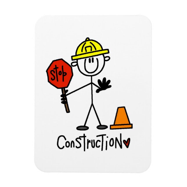 Construction Worker Stick Figure Magnet (Vertical)