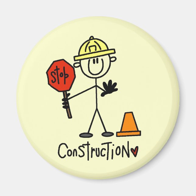 Construction Worker Stick Figure Magnet (Front)