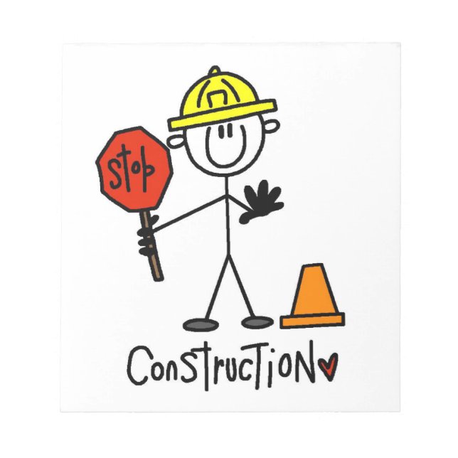 Construction Worker Stick Figure Notepad (Front)