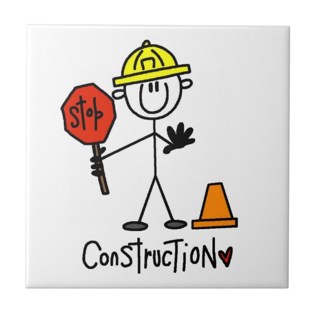 Construction Worker Stick Figure Tile (Front)
