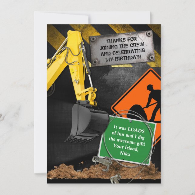 Construction Worker Thank You Card (Front)