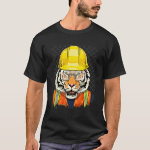 Construction Worker Tiger Laborer Wild Animal Tige T-Shirt
