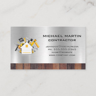 Construction Worker   Tools and House Business Card