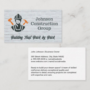 Construction Worker   Tools   Brick Wall Business Card