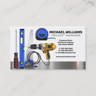 Construction Worker Tools   Project Manager Business Card