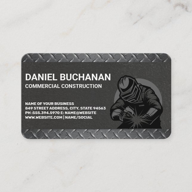Construction Worker Welding | Builder Properties Business Card (Front)