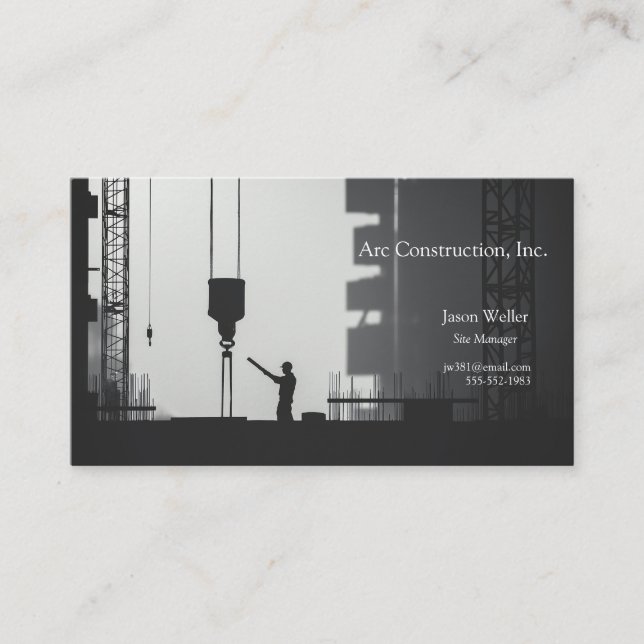 Construction worker with crane business card (Front)