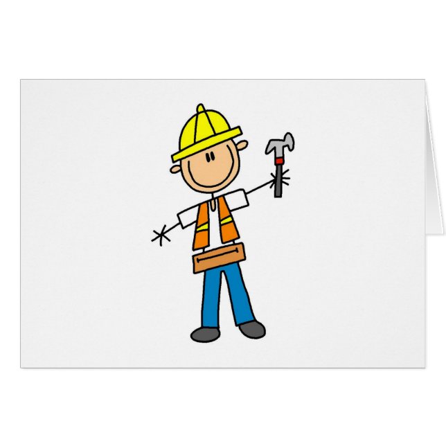 Construction Worker with Hammer Card (Front Horizontal)