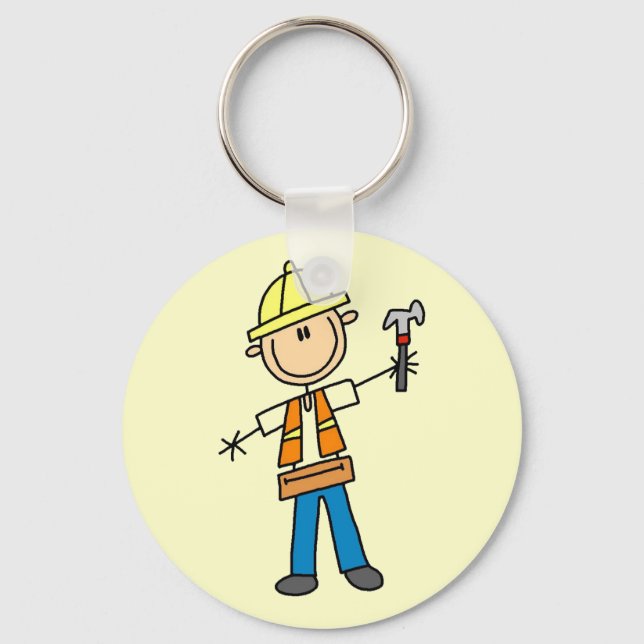 Construction Worker with Hammer Key Ring (Front)