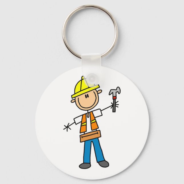 Construction Worker with Hammer Key Ring (Front)