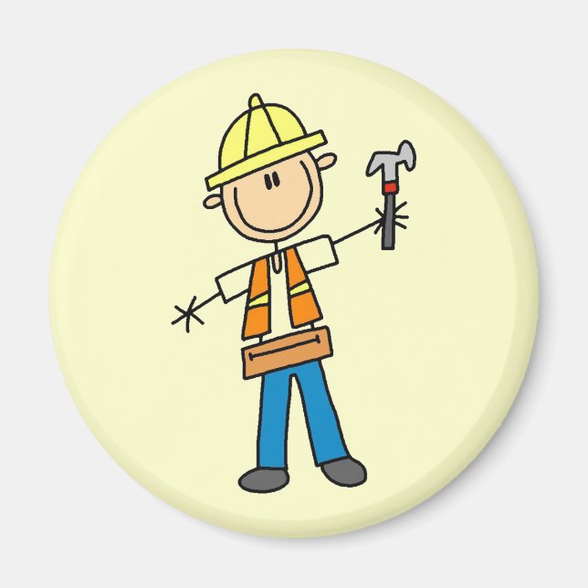 Construction Worker with Hammer Magnet (Front)