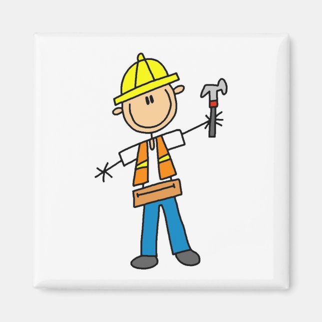 Construction Worker with Hammer Magnet (Front)