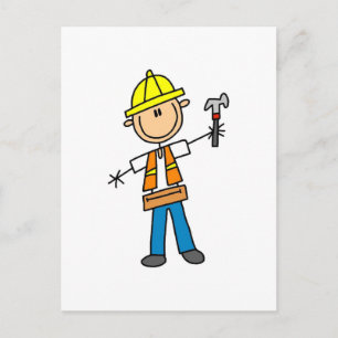 Construction Worker with Hammer Postcard