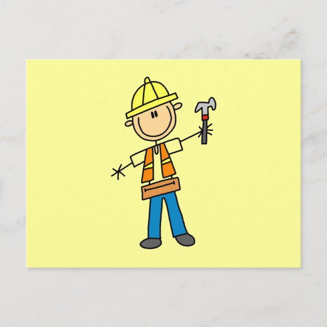 Construction Worker with Hammer Postcard (Front)