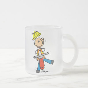Construction Worker With Jack Hammer Gifts Frosted Glass Coffee Mug