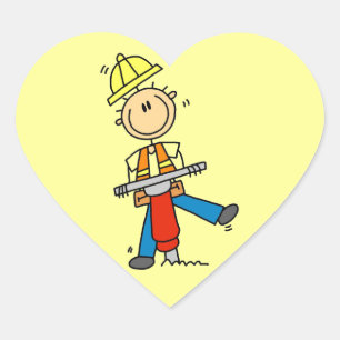 Construction Worker With Jack Hammer Gifts Heart Sticker