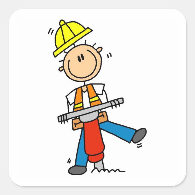 Construction  Worker With Jack Hammer Gifts Square Sticker (Front)