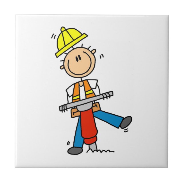 Construction  Worker With Jack Hammer Gifts Tile (Front)