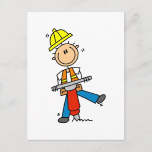 Construction Worker with Jack Hammer Postcard