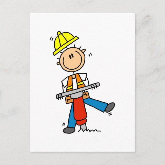 Construction Worker with Jack Hammer Postcard (Front)