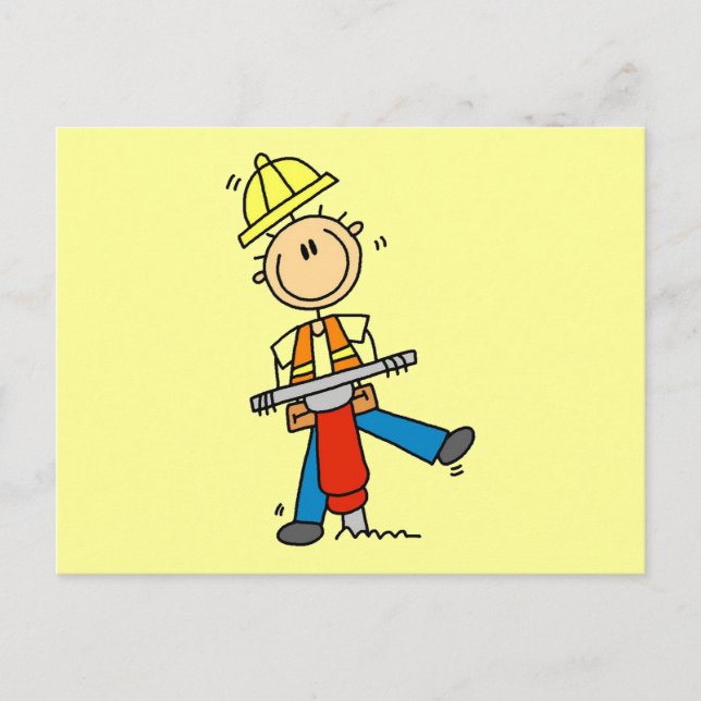 Construction Worker with Jack Hammer Postcard (Front)