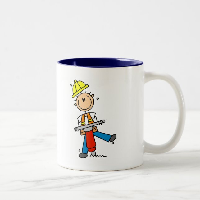 Construction Worker with Jack Hammer Two-Tone Coffee Mug (Right)