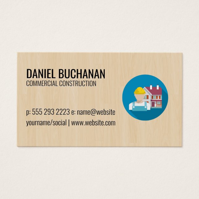 Construction Worker | Wood Background (Front)