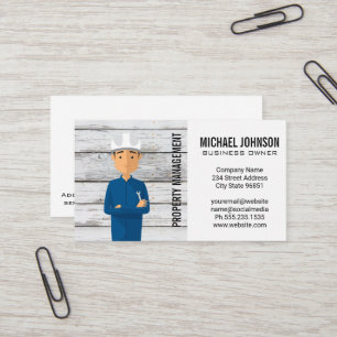Construction Worker Wood Business Card