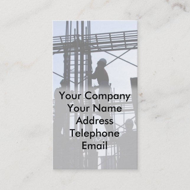 Construction Workers at Building Site Business Card (Front)