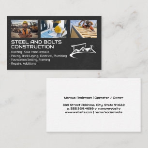 Construction Workers Blue Collar Renovations Business Card