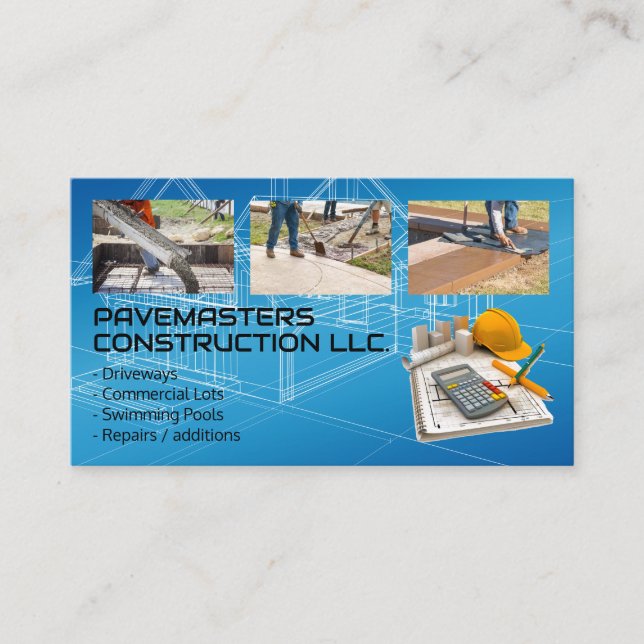 Construction Workers | Blue Prints Business Card (Front)