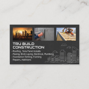 Construction Workers Roofer Paver Masonry Business Card