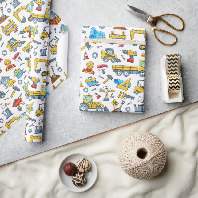 Construction Wrapping Paper, Boy Birthday Gift  Paper (Crafts)