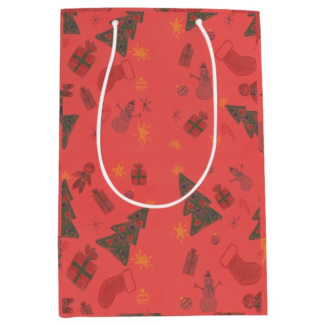 Construction wrapping paper medium gift bag (Front)