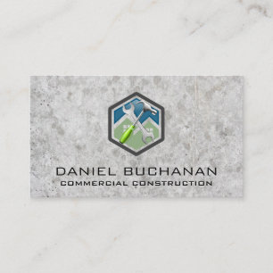Construction Wrench Hammer   Concrete Business Card
