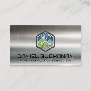 Construction Wrench Hammer   Metallic  Business Card