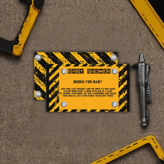 Construction Yellow & Black Baby Shower Enclosure Card (Creator Uploaded)
