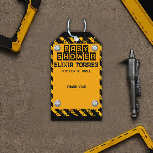 Construction Yellow & Black Baby Shower Gift Tags